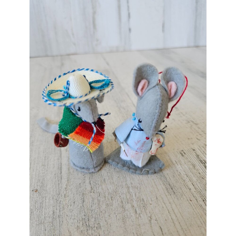 Vintage felt mice dentist Mexico Mexican‎ decor mouse